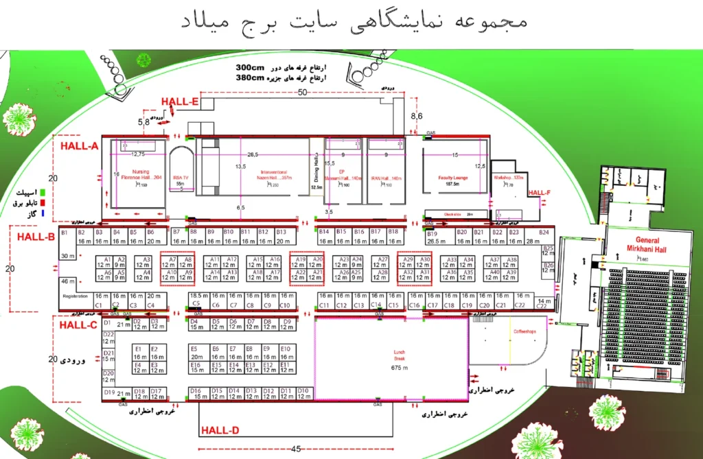 پلان جانمایی غرفه ها در نمایشگاه برج میلاد تهران